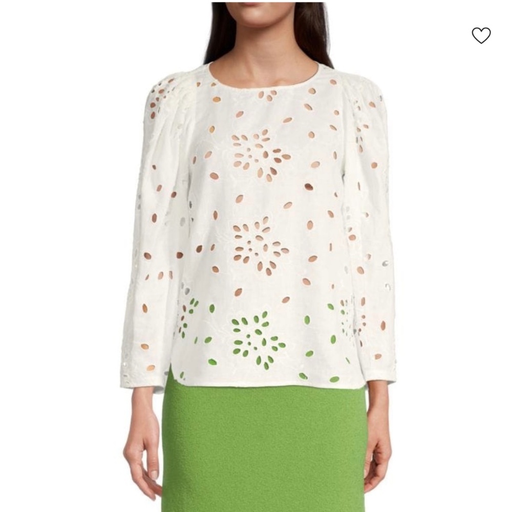 Rebecca Taylor Sarah Embroidered White Blouse, Size L, NWT - Picture 2 of 16